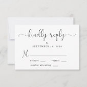 Elegante Script Wedding RSVP Karte (Vorderseite)