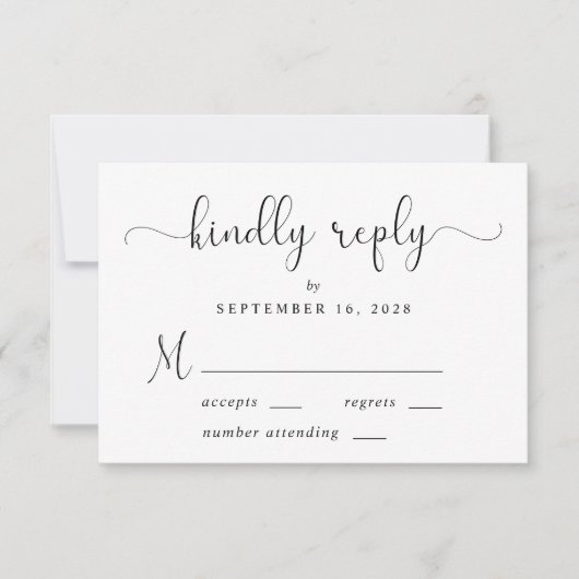 Elegante Script Wedding RSVP Karte (Vorderseite)