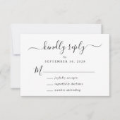 Elegante Script Wedding RSVP Karte (Vorderseite)
