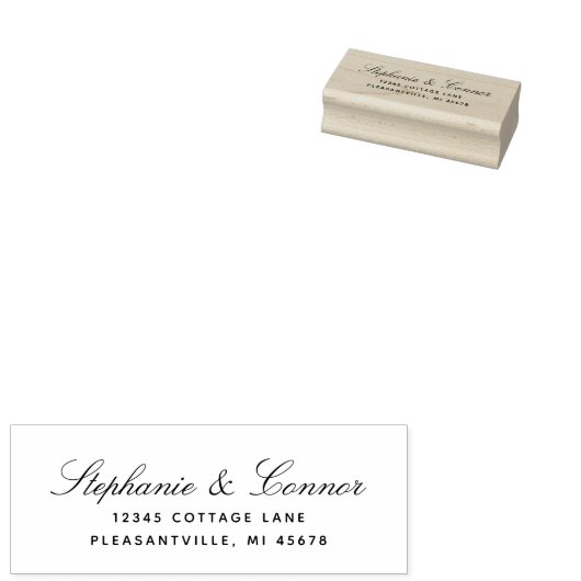 Elegante Script Wedding Rücksendeadresse Gummistempel (Stempel)