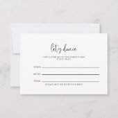 Elegante Script Wedding Song Request Card RSVP Karte (Vorderseite)