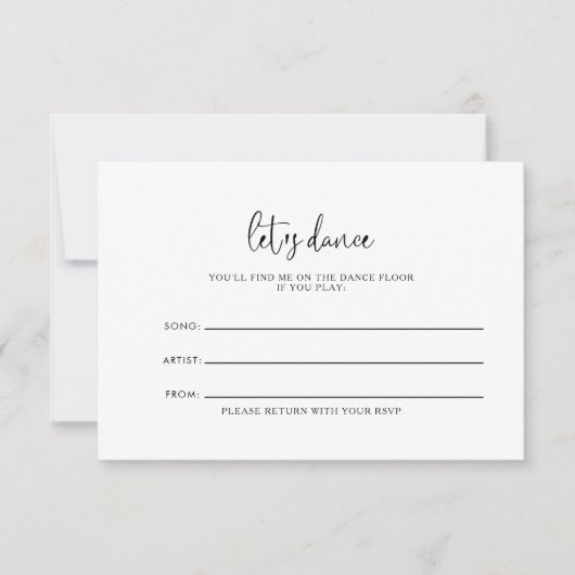 Elegante Script Wedding Song Request Card RSVP Karte (Vorderseite)