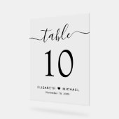 Elegante Script Wedding Tischnummer Acrylschild (Winkel)