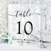 Elegante Script Wedding Tischnummer Mattiert Acrylschild
