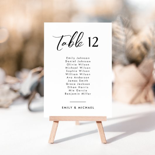 Elegante Script Wedding Tischnummer mit Namen