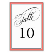 Elegante Script Wedding Tischnummern Coral (Rückseite)