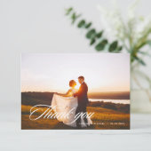Elegante Script Wedding Vielen Dank Foto W Note Ca (Stehend Vorderseite)