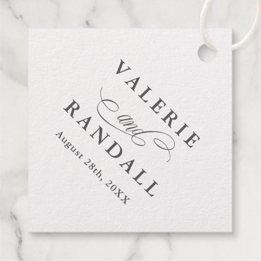 Elegante Script Wedding Vielen Dank Geschenkanhänger (Rückseite)