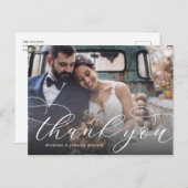 Elegante Script Wedding Vielen Dank Postcard Postkarte (Vorne/Hinten)