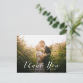 Elegante Script Wedding Vielen Dank Postcard Postkarte (Stehend Vorderseite)