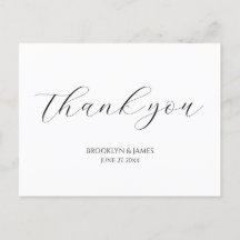 Elegante Script Wedding Vielen Dank Postkarten