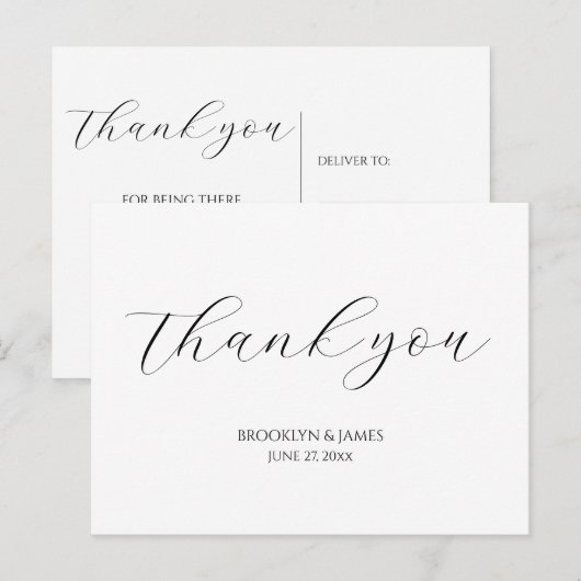 Elegante Script Wedding Vielen Dank Postkarten (Vorne/Hinten)