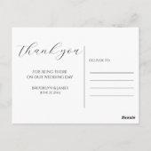Elegante Script Wedding Vielen Dank Postkarten (Rückseite)