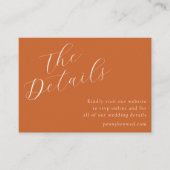 Elegante Script Wedding Website QR Code Terracotta Begleitkarte (Vorderseite)