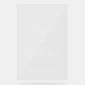 Elegante Script Wedding Welcome Transparent Acrylschild (Vorderseite)