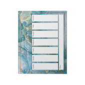 Elegante Script Weekly Planer Aquamarin & Gold Kun Notizblock (Rotiert)