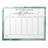 Elegante Script Weekly Planer Aquamarin & Gold Kun Notizblock (Vorderseite)