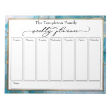 Elegante Script Weekly Planer Aquamarin & Gold Kun