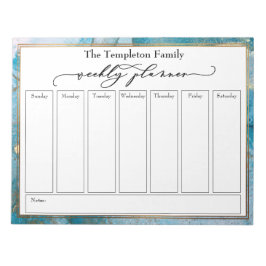 Elegante Script Weekly Planer Aquamarin & Gold Kun Notizblock