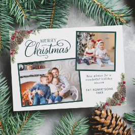 Elegante Script Weihnachten Botanisch 2 Foto Grün