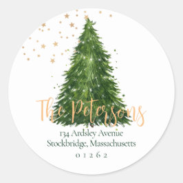 Elegante Script Weihnachts-Rücksendeadressen-Aufkl Runder Aufkleber
