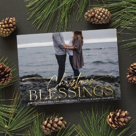 Elegante Script Weihnachts-Segnungen Schwangerscha Folien Feiertagskarte