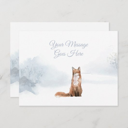 Elegante Script Weihnachtsfeiertage Winter Fox Postkarte (Vorne/Hinten)