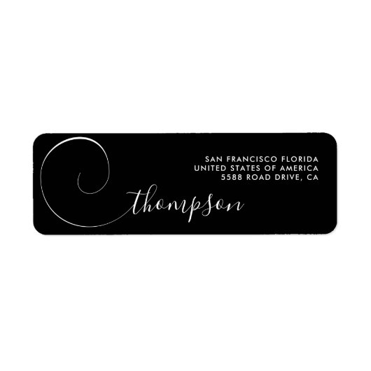 Elegante Script White Black Wedding Rücksendeadres (Vorne)