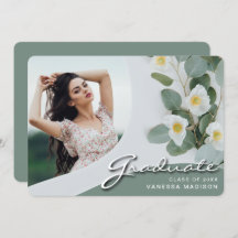 Elegante Script White-Blume | Modernes Foto Grad