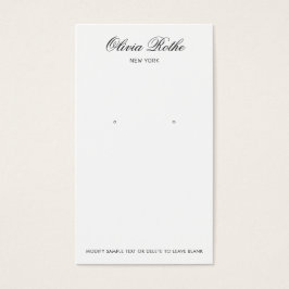 Elegante Script White Earring Display Card