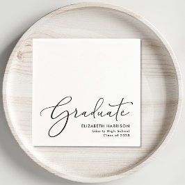 Elegante Script White Graduation Party Serviette