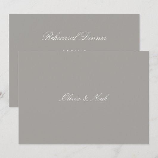 Elegante Script White & Gray Probe Dinner Card Dankeskarte (Vorne/Hinten)