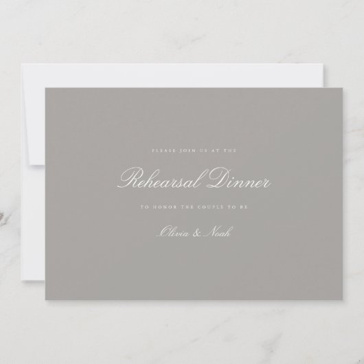 Elegante Script White & Gray Probe Dinner Card Dankeskarte (Vorderseite)
