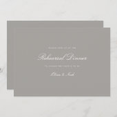 Elegante Script White & Gray Probe Dinner Card Dankeskarte (Vorne/Hinten)