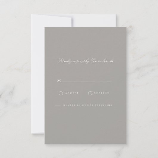 Elegante Script White & Gray RSVP-Karte RSVP Karte (Rückseite)