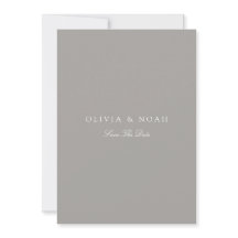Elegante Script White & Gray Save the Date Card