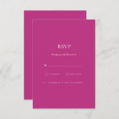 Elegante Script White & Magenta RSVP-Karte RSVP Karte (Vorne/Hinten)