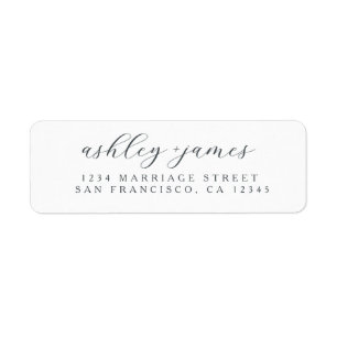 Elegante Script White Wedding Rücksendeadresse