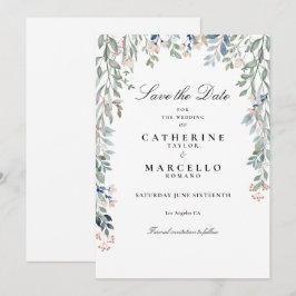 Elegante Script-Wildblumen Blumenhochzeit Save The Date