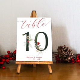 Elegante Script Winter Berries Tabelle 10 Tischnummer