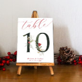 Elegante Script Winter Berries Tabelle 10 Tischnummer