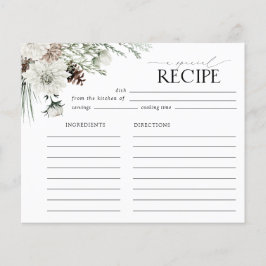 Elegante Script Winter Brautparty Rezept Card