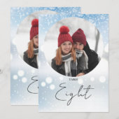 Elegante Script Winter-Schneeflocken-Tischnummer Einladung (Vorne/Hinten)