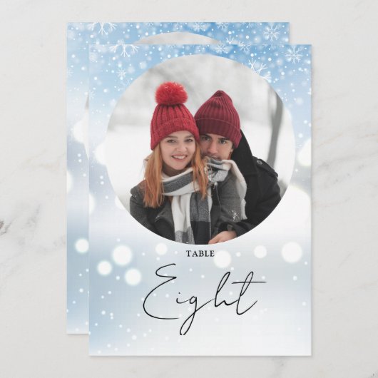 Elegante Script Winter Snowflakes Tischnummer (Vorne/Hinten)