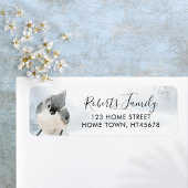 Elegante Script Winter Woodland Bird-Adresse