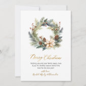 Elegante Script Wreath Greenerity Weihnachtskarte Feiertagskarte (Vorderseite)