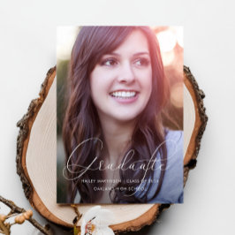 Elegante Script Yellow Foto Graduation Party Einladung