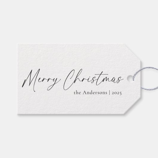 Elegante Script zeitgenössisch frohe Weihnachten Geschenkanhänger (Vorderseite (Horizontal))