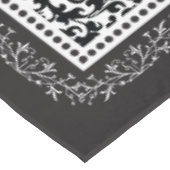 Elegante Scroll Damask Schwarz/Weiß Tischdecke (Schrägansicht)