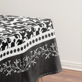 Elegante Scroll Damask Schwarz/Weiß Tischdecke